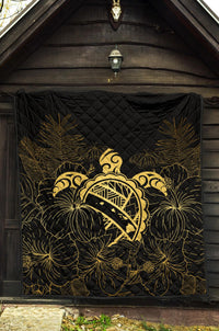 Hawaii Turtle Kanaka Golden Premium Quilt - Polynesian Pride