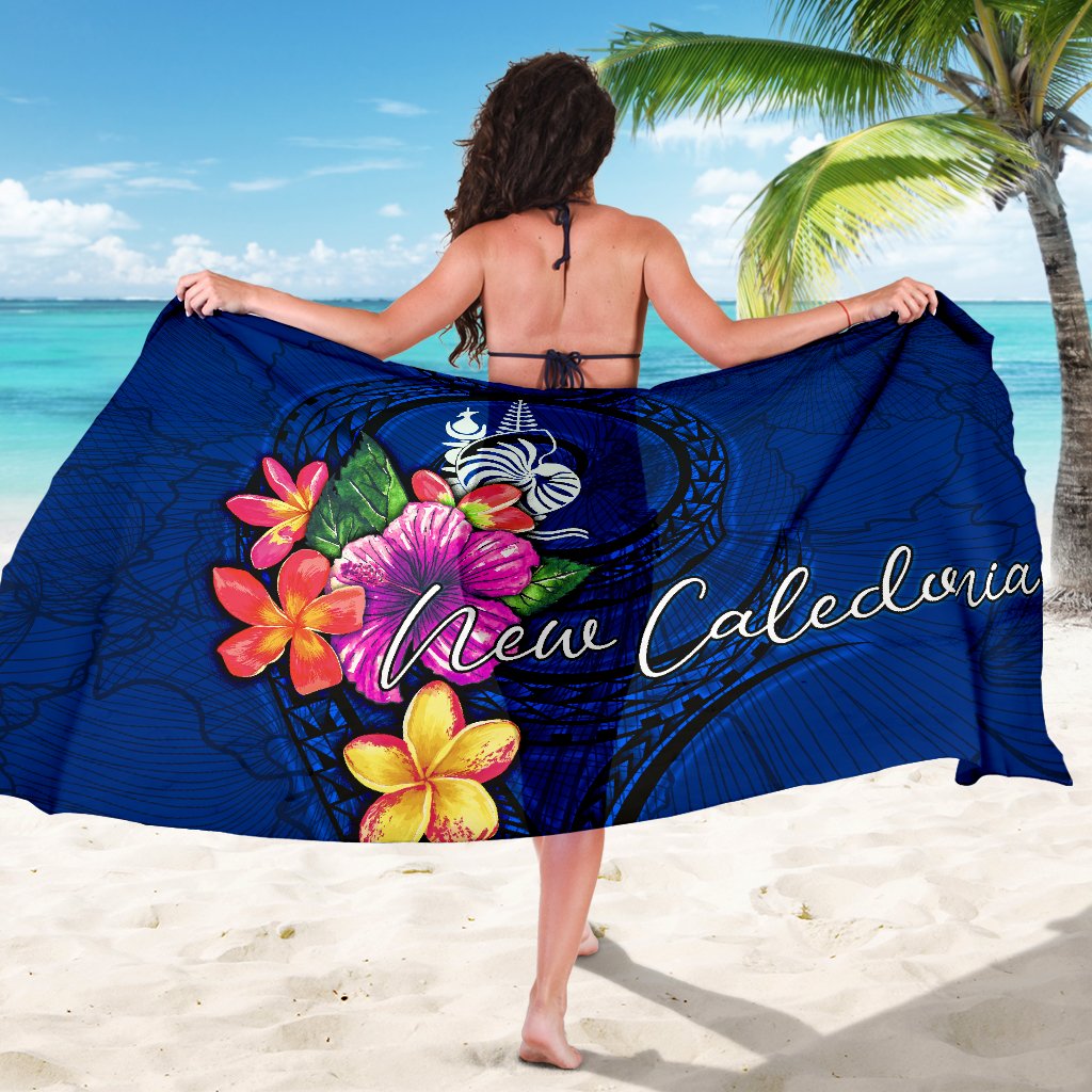 New Caledonia Polynesian Sarong - Floral With Seal Blue - Polynesian Pride