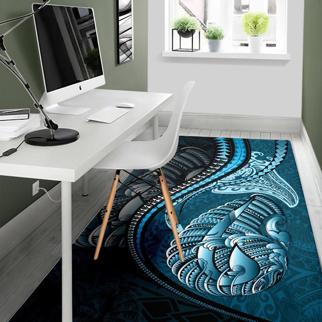 Fish Hook Area Rug Manta Polynesian Light Turquoise - Polynesian Pride