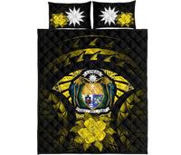 Nauru Polynesian Quilt Bed Set Hibiscus Yellow - Polynesian Pride
