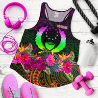 Pohnpei Personalised Women's Racerback Tank - Summer Hibiscus Art - Polynesian Pride