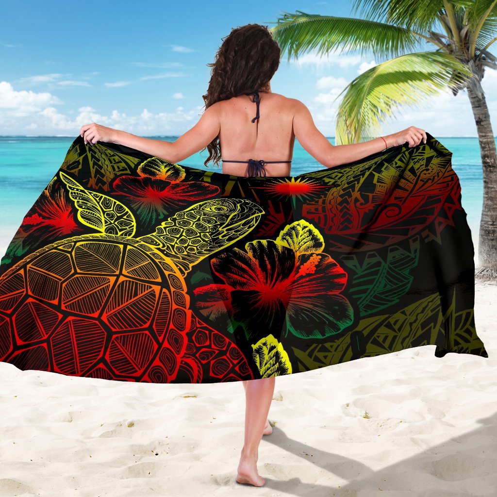 Marshall Islands Sarong - Turtle Hibiscus Pattern Reggae - Polynesian Pride