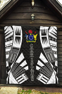 Cook Islands Premium Quilt - Cook Islands Polynesian White Tattoo (Black) - Polynesian Pride