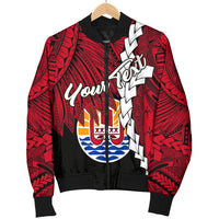 Tahiti Polynesian Custom Personalised Men's Bomber Jacket - Tribal Wave Tattoo Flag Style - Polynesian Pride