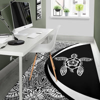 Hawaii Turtle Polynesian Area Rug Circle Style White - Polynesian Pride