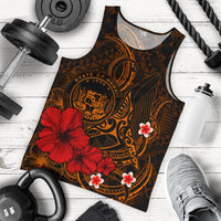 Polynesian Hawaii Men's Tank Top - Humpback Whale with Hibiscus (Golden) Golden - Polynesian Pride