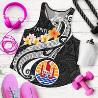 Tahiti Women's Racerback Tank - Tahiti Seal Polynesian Patterns Plumeria (Black) Black - Polynesian Pride