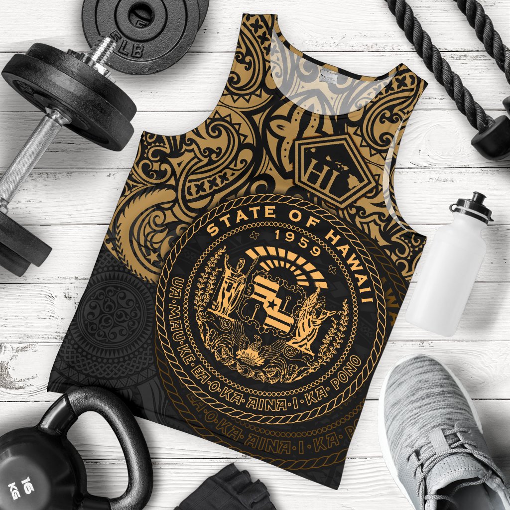 Hawaii Men's Tank Top - Hawaii Seal Pride Style (Gold) - Polynesian Pride