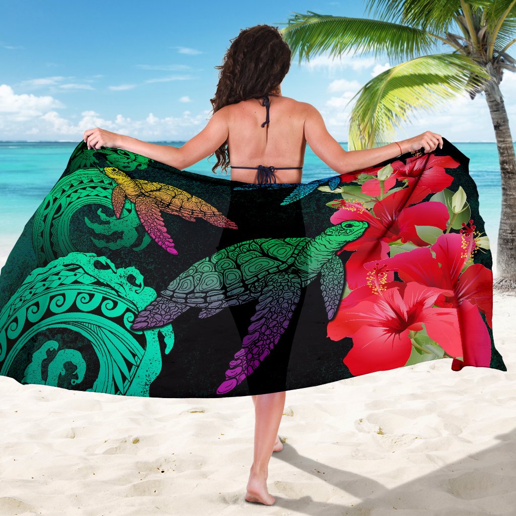 Hawaii Turtle Wave Hibiscus Sarong - Unia Style - Polynesian Pride