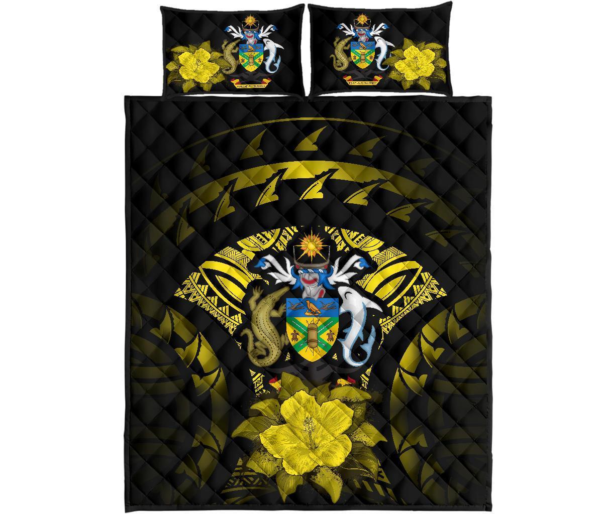 Solomon Islands Polynesian Quilt Bed Set Hibiscus Yellow - Polynesian Pride