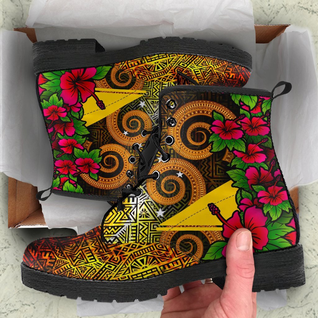 Tokelau Polynesian Leather Boots - Hibiscus Vintage Orange - Polynesian Pride