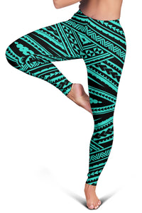 Polynesian Tatau Turquoise Hawaii Women's Leggings AH - Polynesian Pride