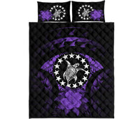 Cook Islands Polynesian Quilt Bed Set Hibiscus Purple - Polynesian Pride