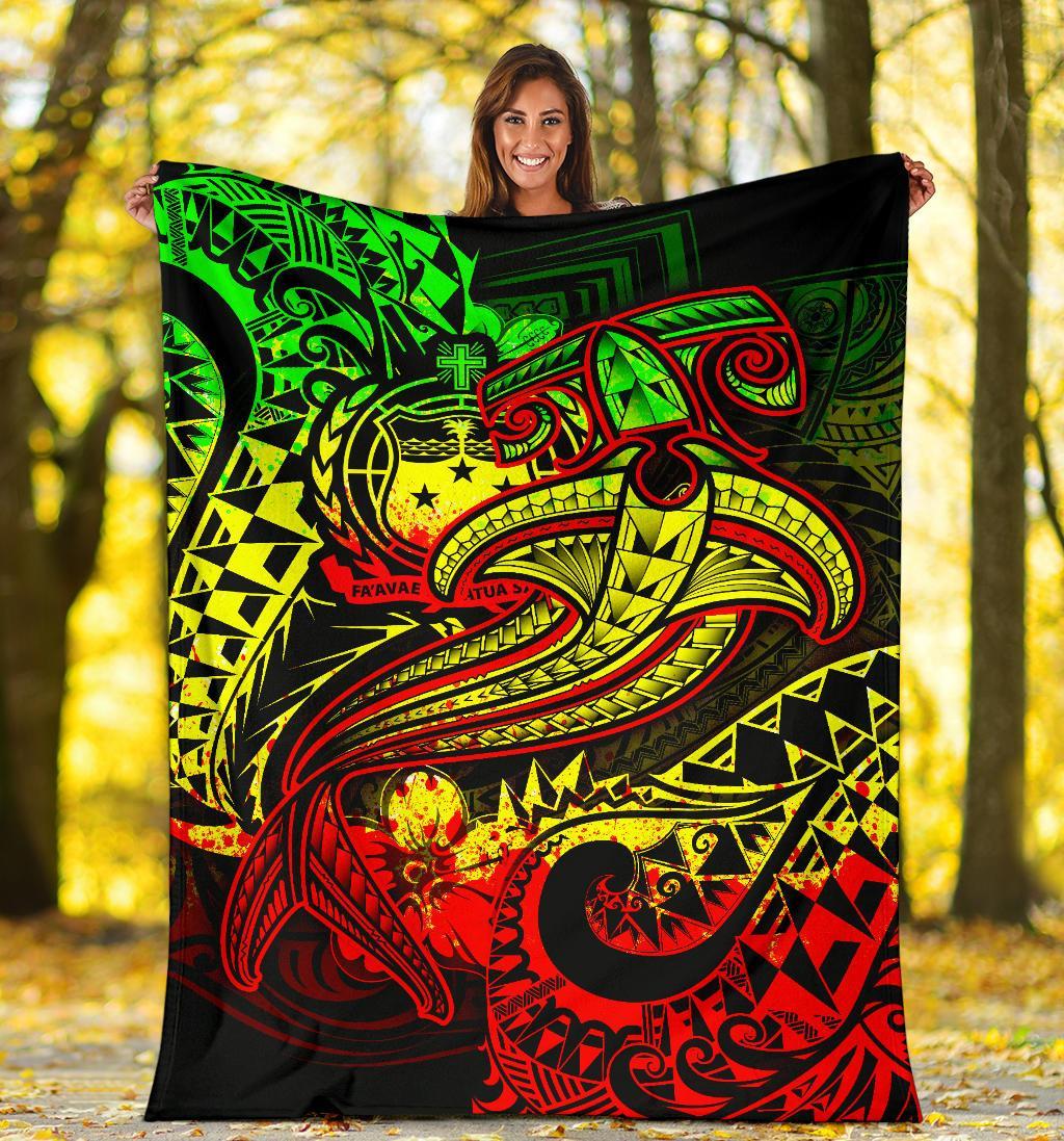Samoa Premium Blanket - Reggae Shark Polynesian Tattoo - Polynesian Pride
