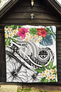 FSM Polynesian Premium Quilt - Summer Plumeria (White) - Polynesian Pride