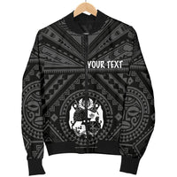 Tonga Personalised Men's Bomber Jacket - Tonga Seal With Polynesian Tattoo Style (Black) - Polynesian Pride