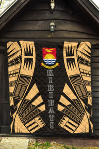 Kiribati Premium Quilt - Kiribati Coat Of Arms Polynesian Gold Tattoo - Polynesian Pride
