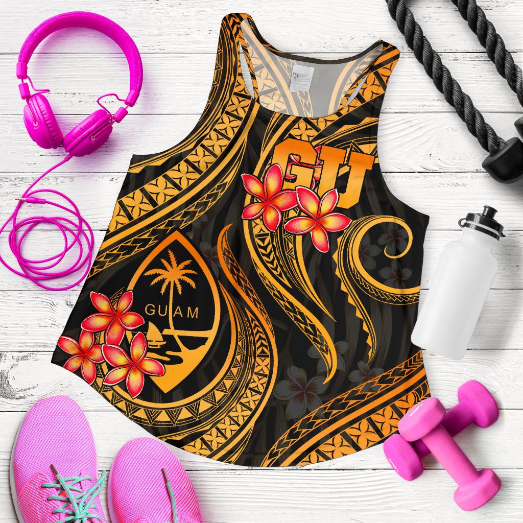 Guam Polynesian Women Racerback Tank - Gold Plumeria GOLD - Polynesian Pride