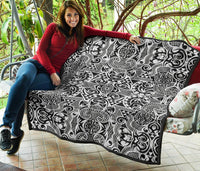 Polynesian Tribal Premium Quilt Black White - Polynesian Pride