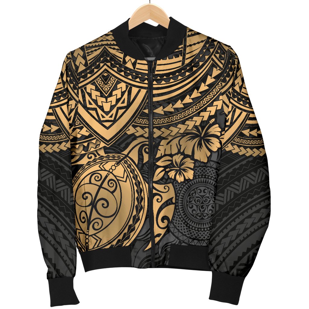 Polynesian Bomber Jacket (Men) - Polynesian Golden Turtle - Polynesian Pride