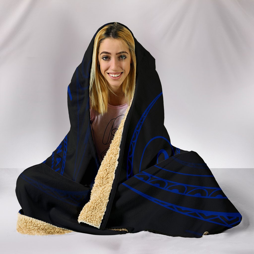 Hawaii Coat Of Arms Hooded Blanket - Blue - Frida Style - Polynesian Pride