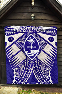 Guam Polynesian Premium Quilt - Guam White Seal with Polynesian Tattoo Ver 02 - Polynesian Pride