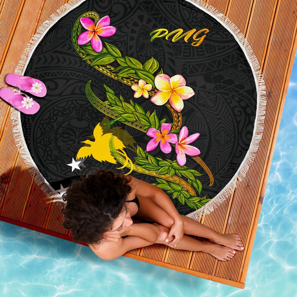 Papua New Guinea Beach Blanket - Plumeria Tribal - Polynesian Pride