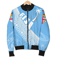 (Custom Personalised) Fiji Tapa Rugby Women Bomber Jacket version Style You Win - Blue - Polynesian Pride