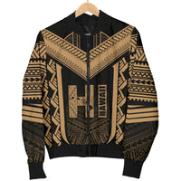 Hawaiian Kanaka Polynesian Women's Bomber Jacket Active Gold - Polynesian Pride