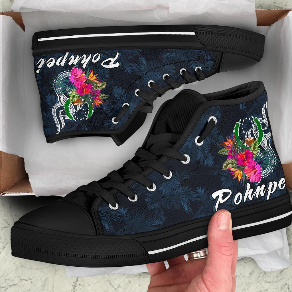 Pohnpei Micronesia High Top Shoes - Tropical Flower - Polynesian Pride