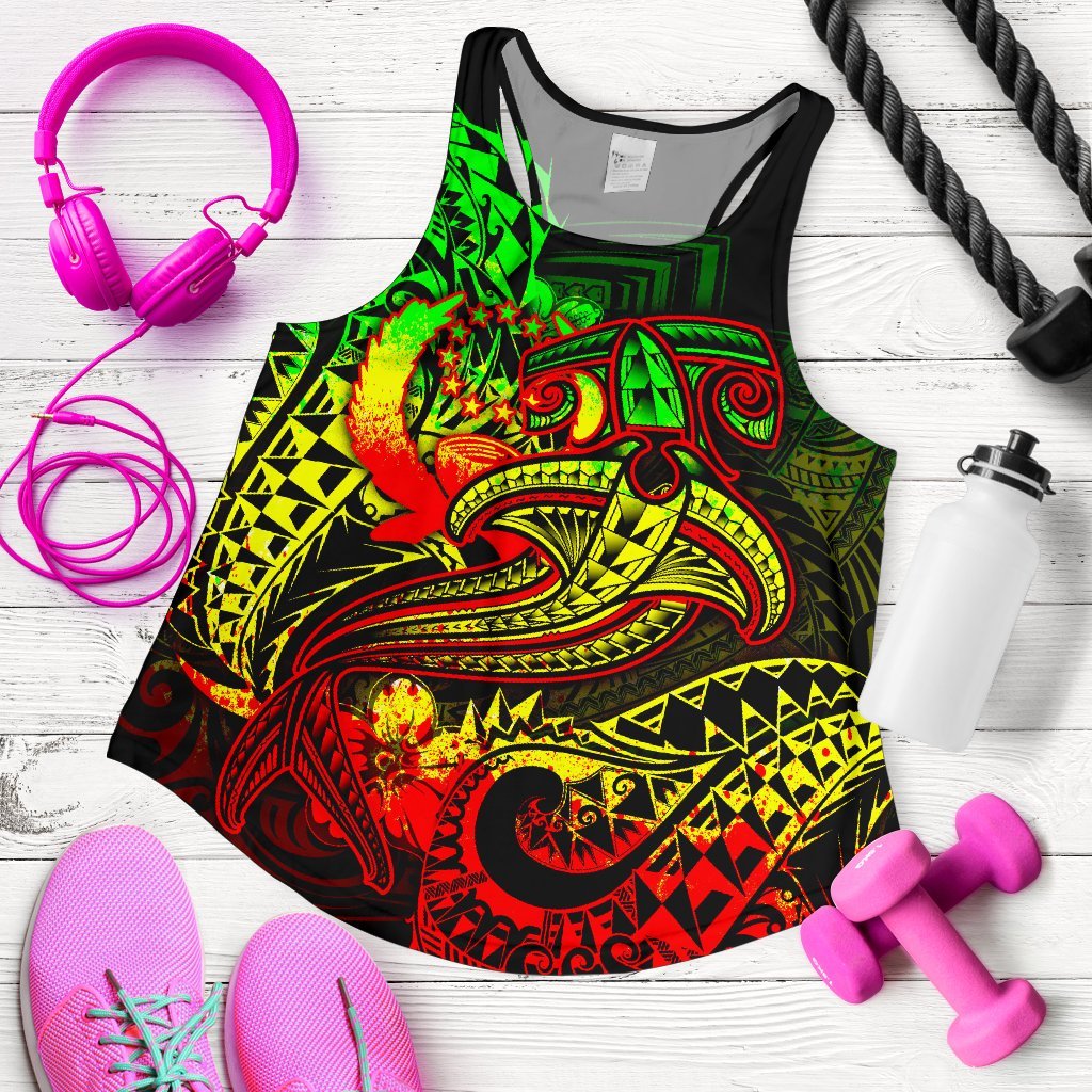 Pohnpei Women's Racerback Tank - Reggae Shark Polynesian Tattoo Art - Polynesian Pride