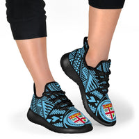 Fiji Polynesian Tattoo Mesh Knit Sneakers Blue - Polynesian Pride