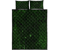 New Zealand Quilt Bed Set, Maori Gods Quilt And Pillow Cover Tumatauenga (God Of War) - Green - Polynesian Pride