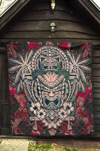 Hawaii Polynesian Premium Quilt - Hawaiian Tiki Face - Polynesian Pride