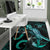 Niue Polynesian Area Rugs - Turtle With Blooming Hibiscus Turquoise - Polynesian Pride