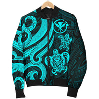 Polynesian Hawaii (Kanaka Maoli) Men Bomber Jacket - Turquoise Tentacle Turtle - Polynesian Pride
