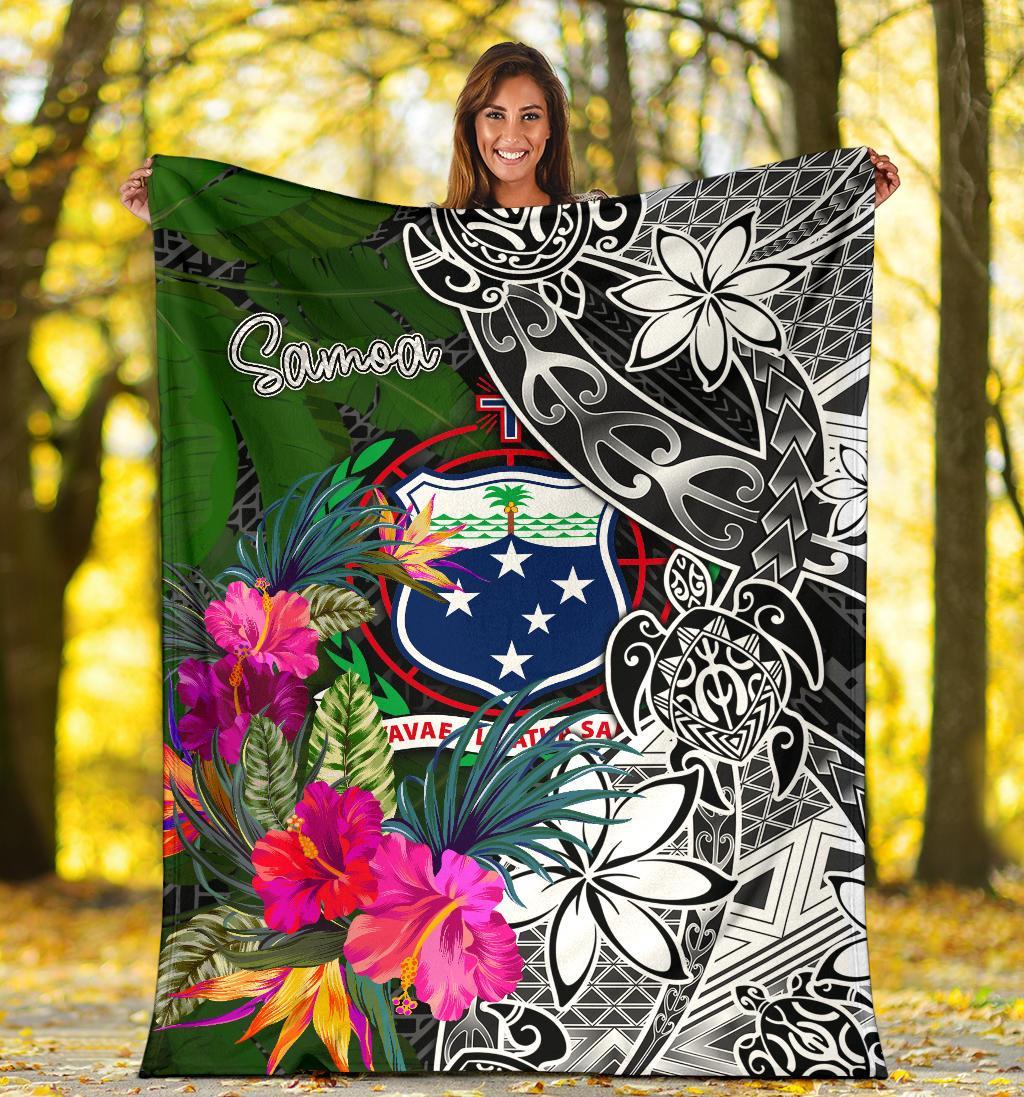 Samoa Premium Blanket - Turtle Plumeria Banana Leaf - Polynesian Pride