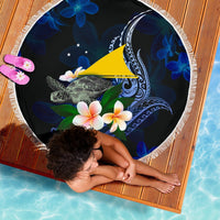 Tokelau Polynesian Beach Blanket - Turtle With Plumeria Flowers - Polynesian Pride