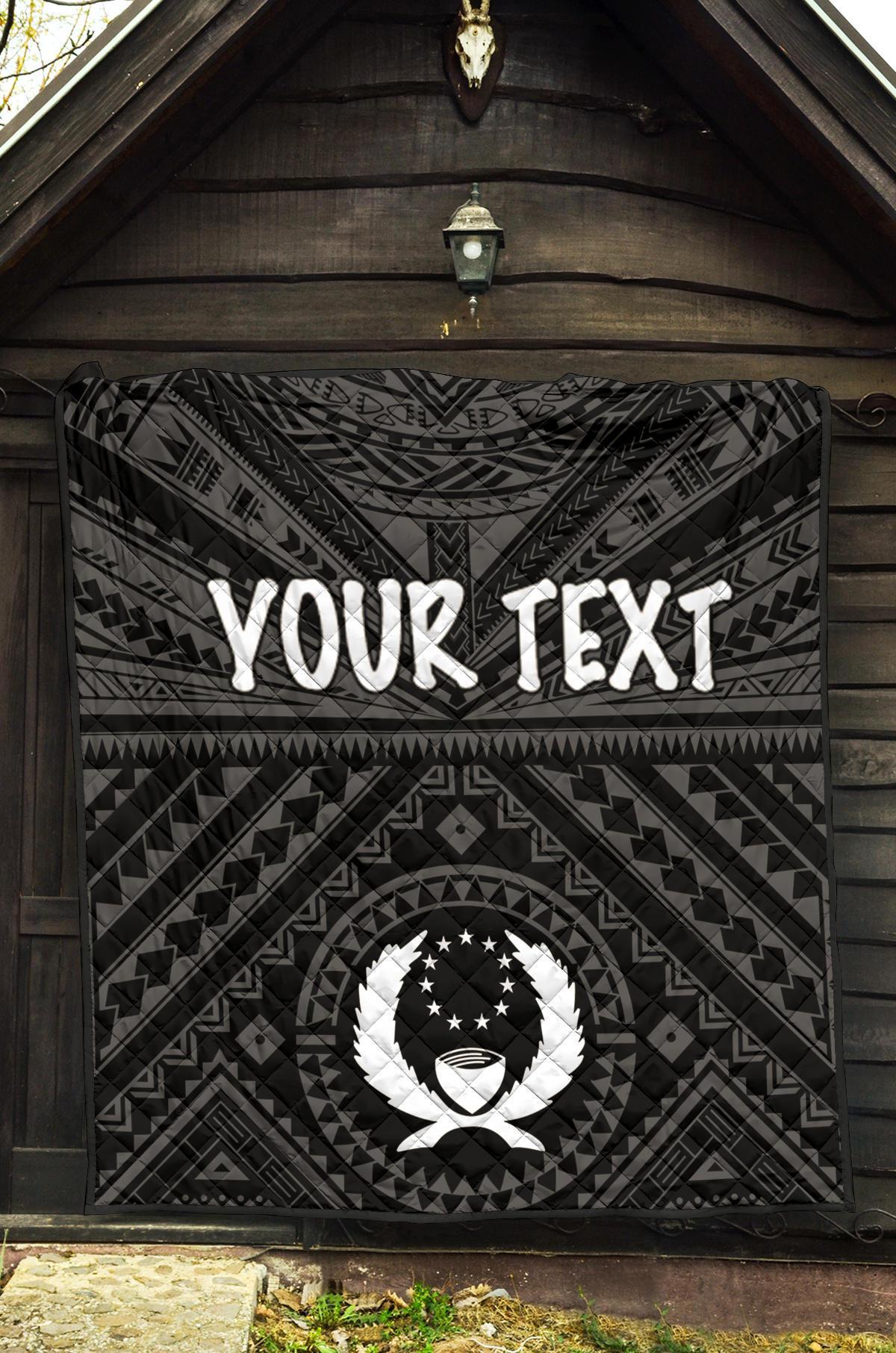 Pohnpei Personalised Premium Quilt - Pohnpei Seal With Polynesian Tattoo Style ( Black) - Polynesian Pride