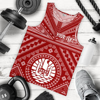 Tahiti Personalised Men's Tank Top - Tahiti Seal In Polynesian Tattoo Style (Red) Red - Polynesian Pride