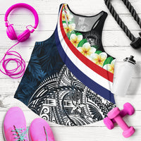 Polynesian Hawaii Women's Racerback Tank - Hawaii Seal With Plumeria Style Black - Polynesian Pride