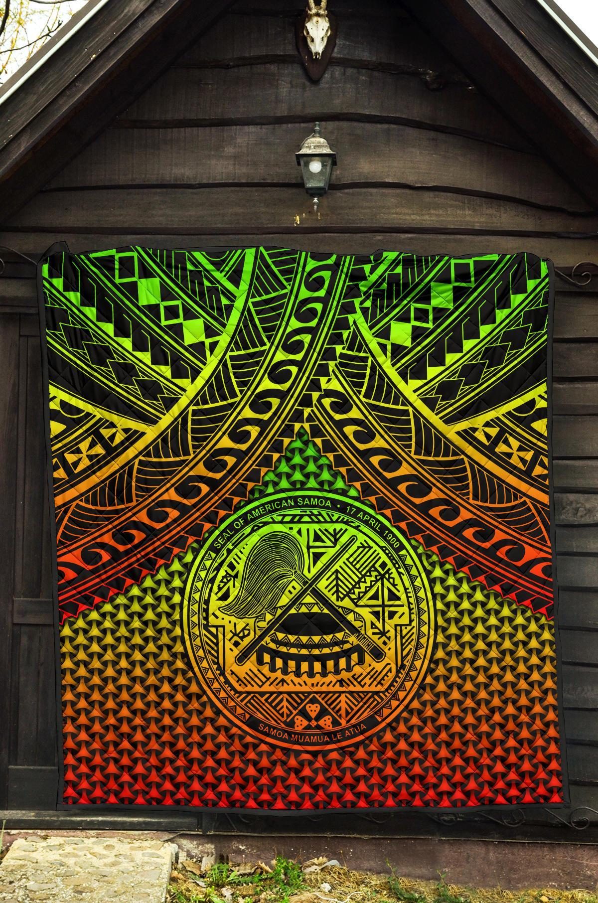 Polynesian American Samoa Premium Quilt - Reggae Vintage Polynesian Patterns - Polynesian Pride