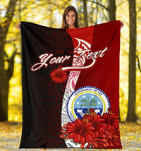 Federated States Of Micronesia Custom Personalised Premium Blanket - Coat Of Arm With Hibiscus - Polynesian Pride