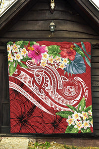 Polynesian Hawaii Premium Quilt - Summer Plumeria (Red) - Polynesian Pride