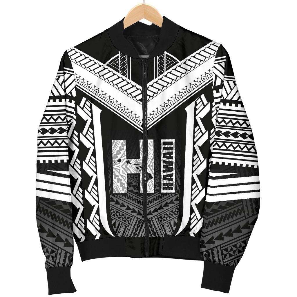 Hawaiian Kanaka Polynesian Men's Bomber Jacket Active White - Polynesian Pride