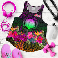 Northern Mariana Islands Polynesian Women's Racerback Tank - Summer Hibiscus Art - Polynesian Pride