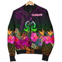 Vanuatu Men's Bomber Jacket - Summer Hibiscus - Polynesian Pride