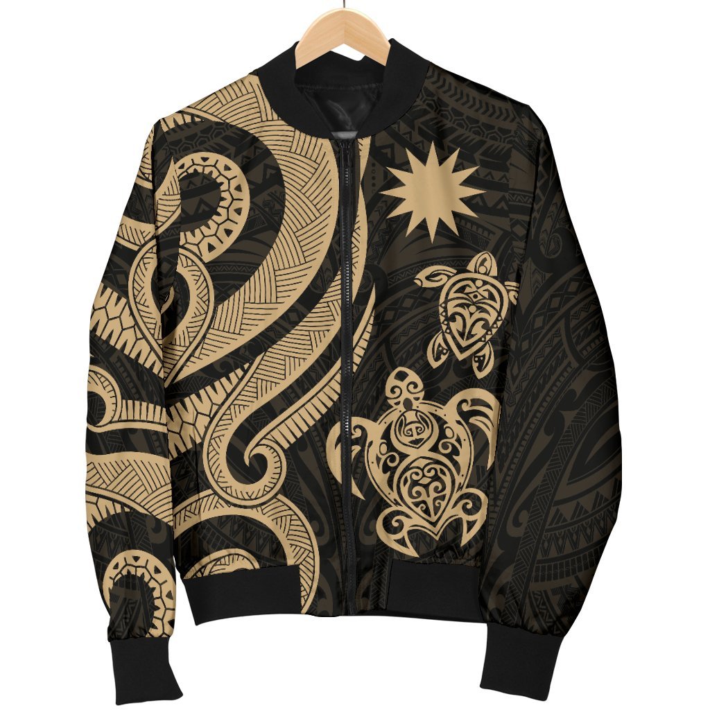 Nauru Men's Bomber Jacket - Gold Tentacle Turtle - Polynesian Pride