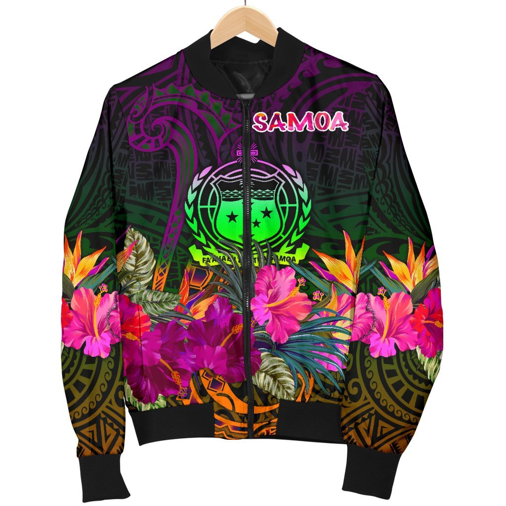 Samoa Men's Bomber Jacket - Summer Hibiscus - Polynesian Pride