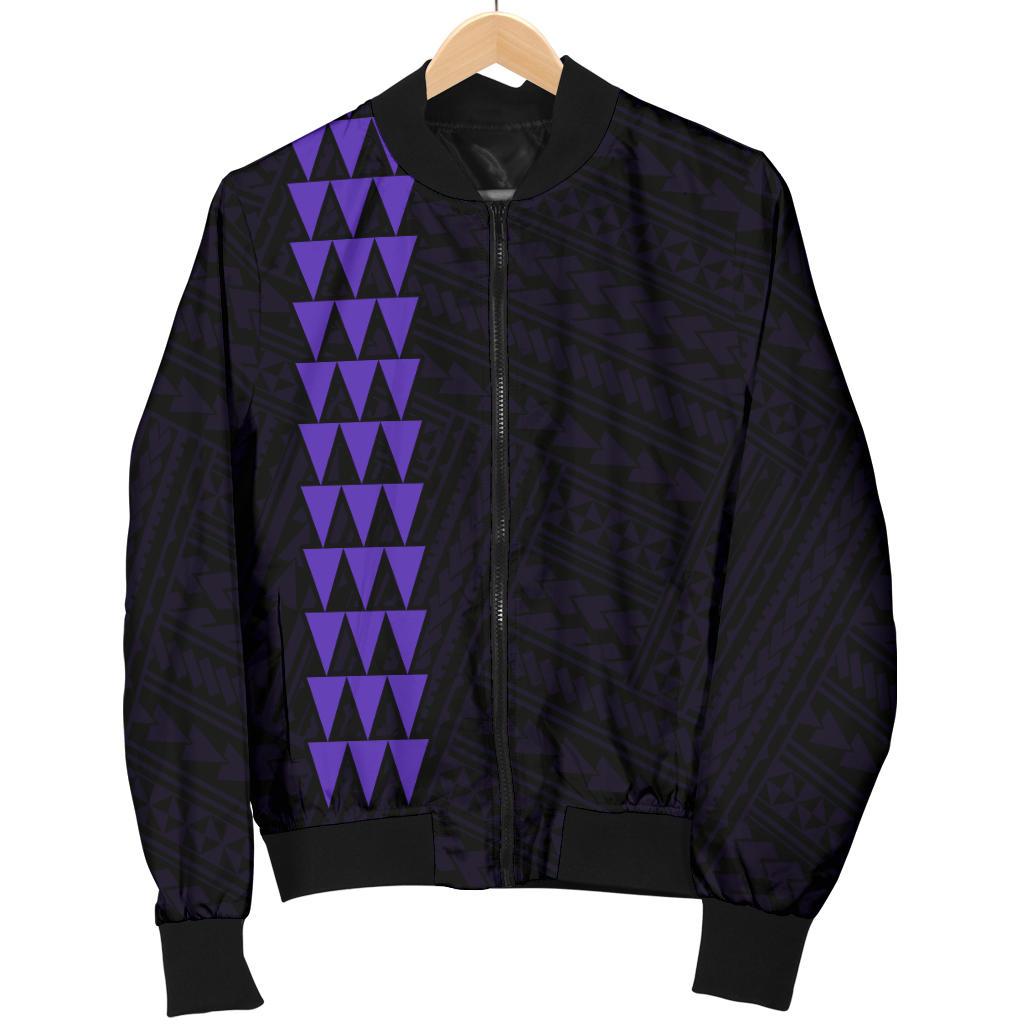 Hawaii Kakau Polynesian Anchor Women's Bomber Jacket - Purple - Polynesian Pride